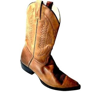 Caborca Leather Cowboy Boots 8.5 EE Men 10.5 Women Western Brown Cowgirl Ranch